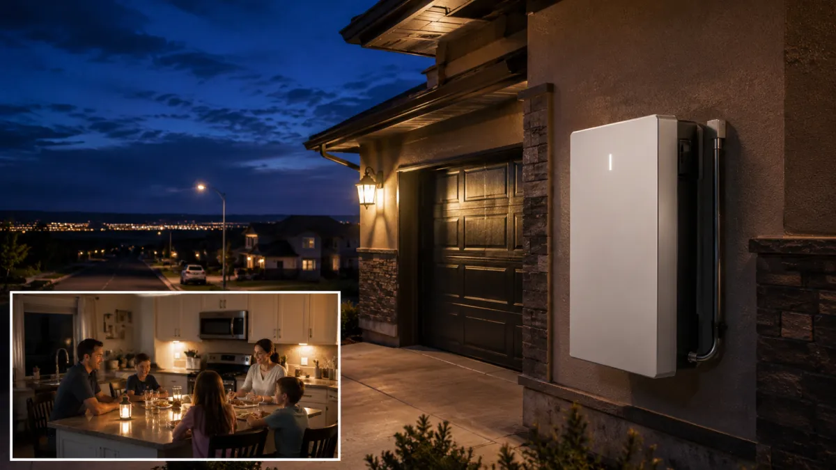 Tesla Powerwall 3 on a Utah garage wall keeping lights on during an outage
