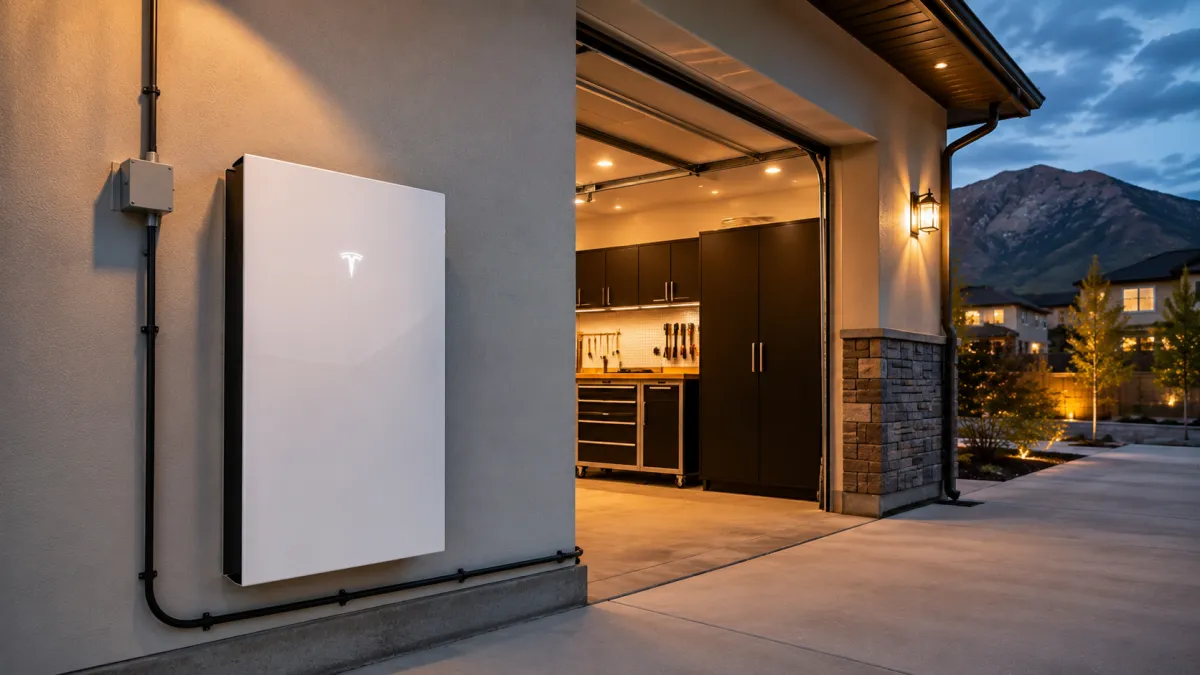 Tesla solar panels on a Herriman hillside home with the Oquirrh Mountains behind