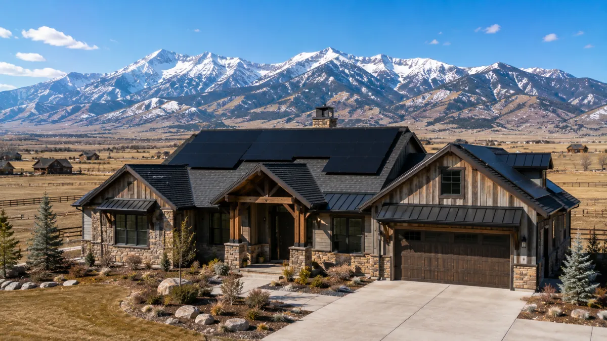 Tesla solar panels on a Heber Valley home with the Wasatch Back behind