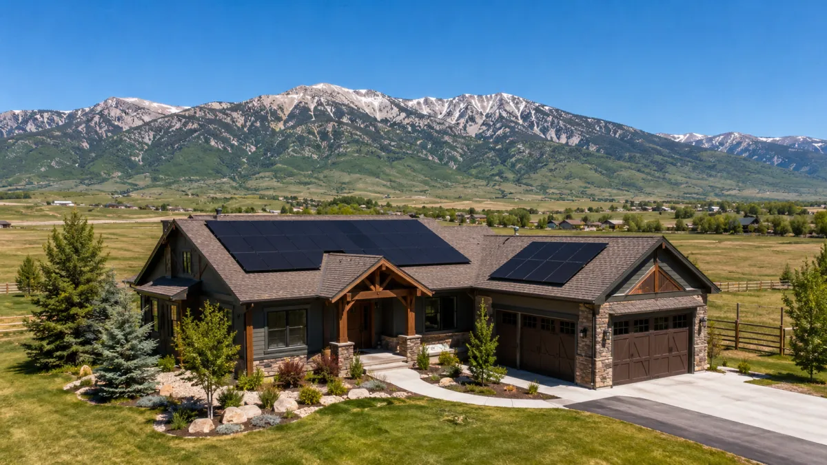 Tesla solar on a Kamas Valley home with the Uinta Mountains