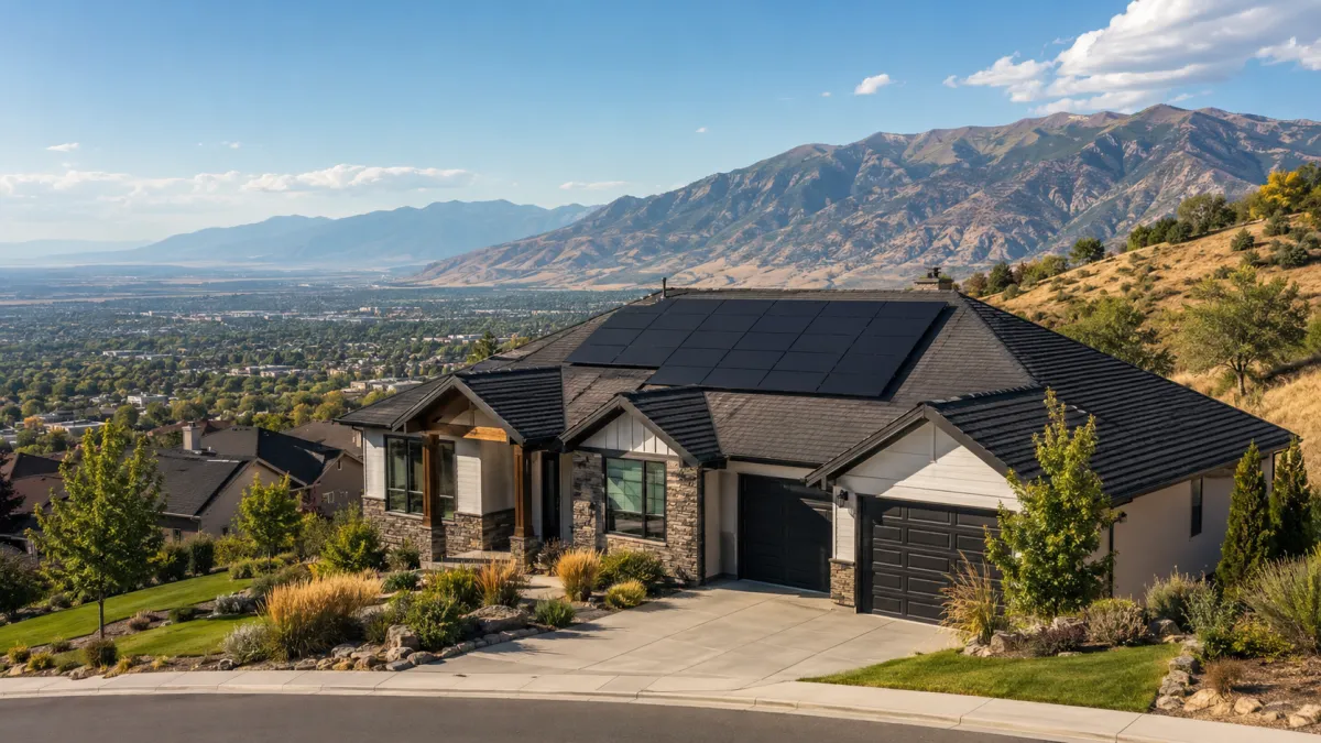 Tesla solar on an Elk Ridge home with Utah Valley views