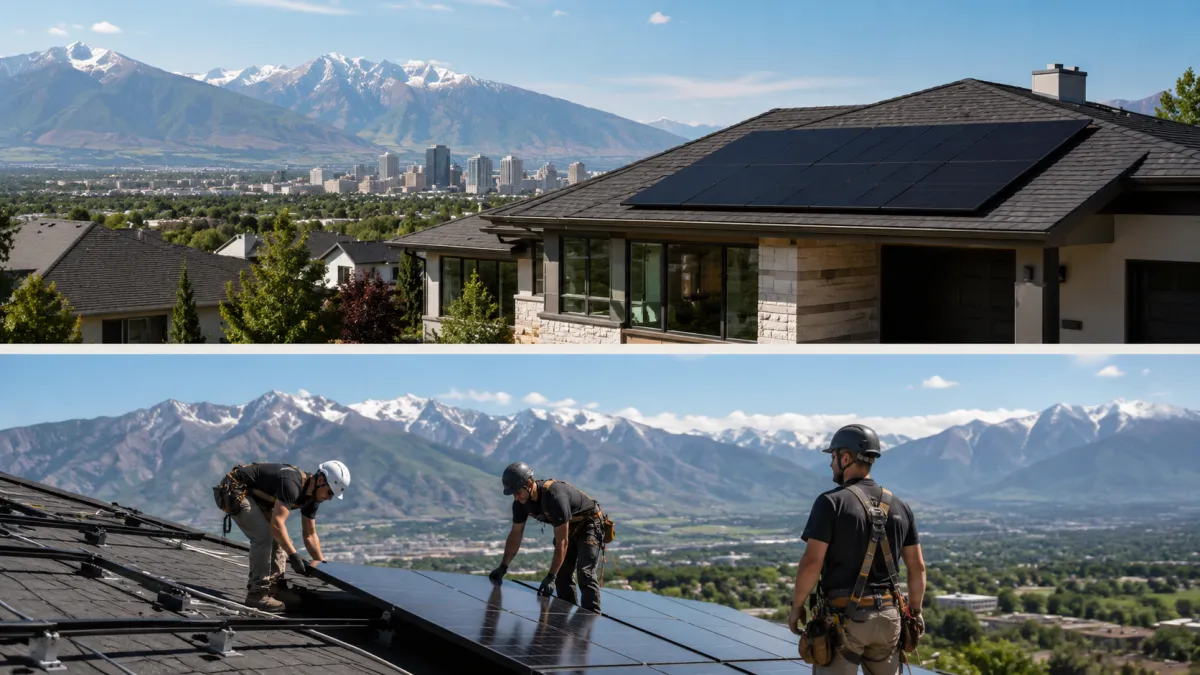 Tesla solar on a Salt Lake City home with the Wasatch Range
