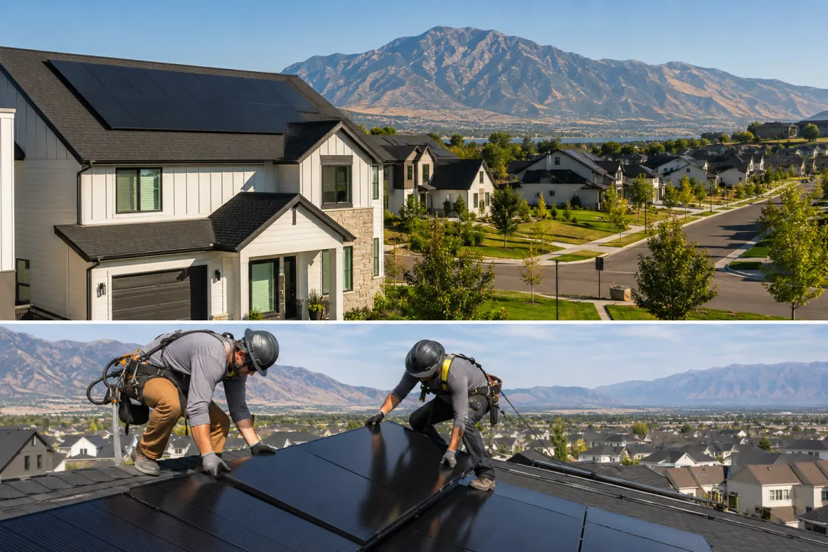 Tesla solar on a South Jordan home in a planned community