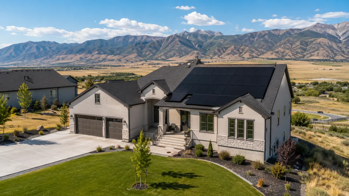 Tesla solar on an Eagle Mountain home with open desert views
