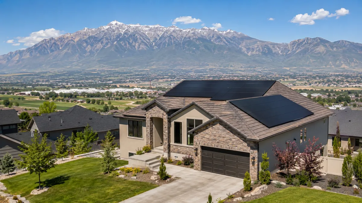 Tesla solar on a Spanish Fork home with the Wasatch Range