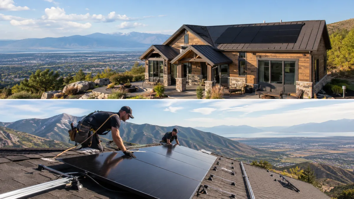 Tesla solar on an Elk Ridge home overlooking Utah Valley