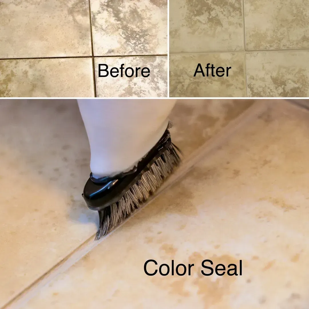 Bathroom tile with visible grout issues needing repair