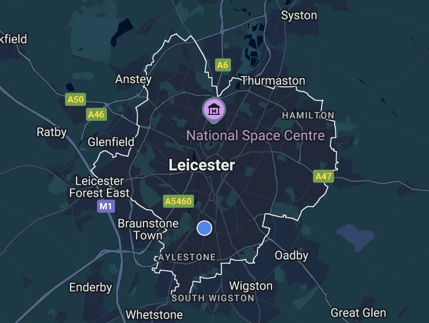 Map showing window cleaning coverage in Leicester City Centre