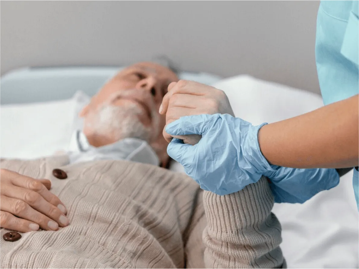 Old man getting checkup for his stroke