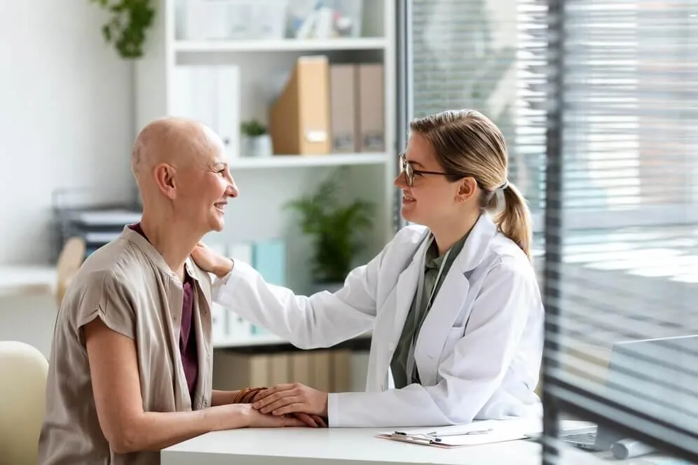 Patient talking to doctor