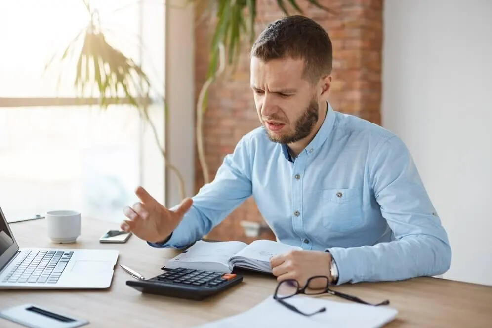 Man having problem at work