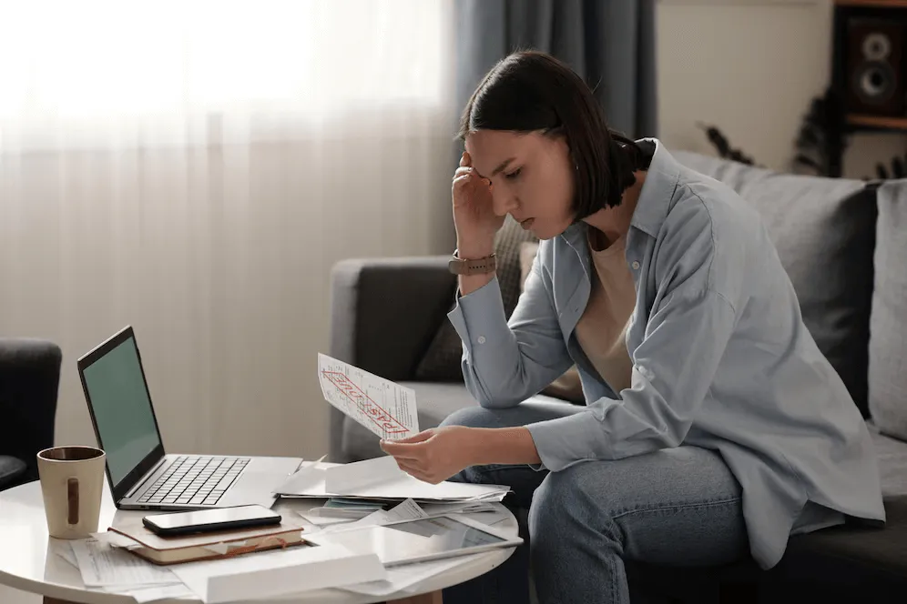 Woman having problems with debt