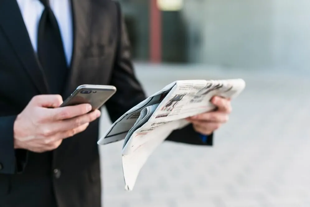 Man checking news