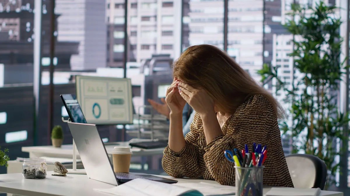 Woman Overwhelmed on Health Insurance