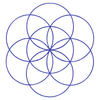 Seed of Life sacred geometry icon (line art) in deep royal blue