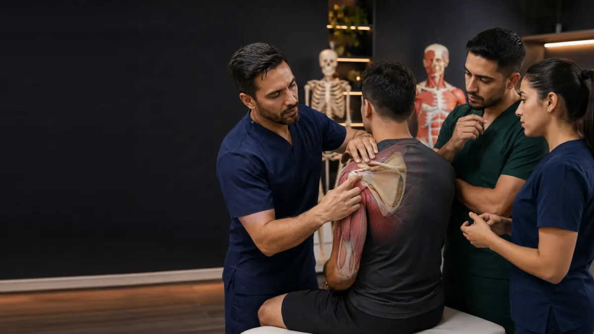 Terapeuta profesional altamente capacitado interactuando con un paciente