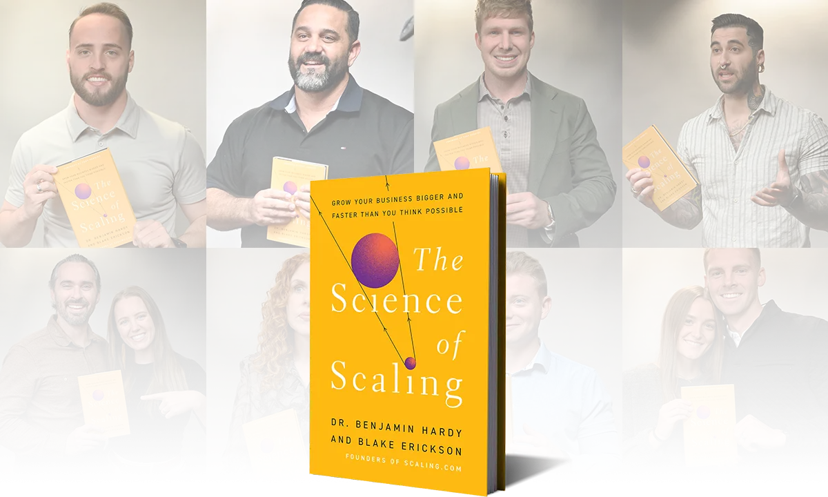 The science of scaling book with readers on the background