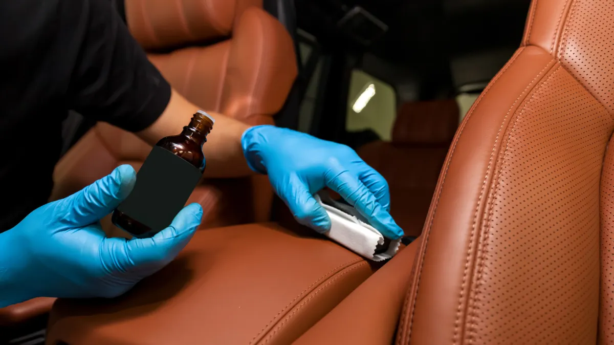 polishing the handrest of the car