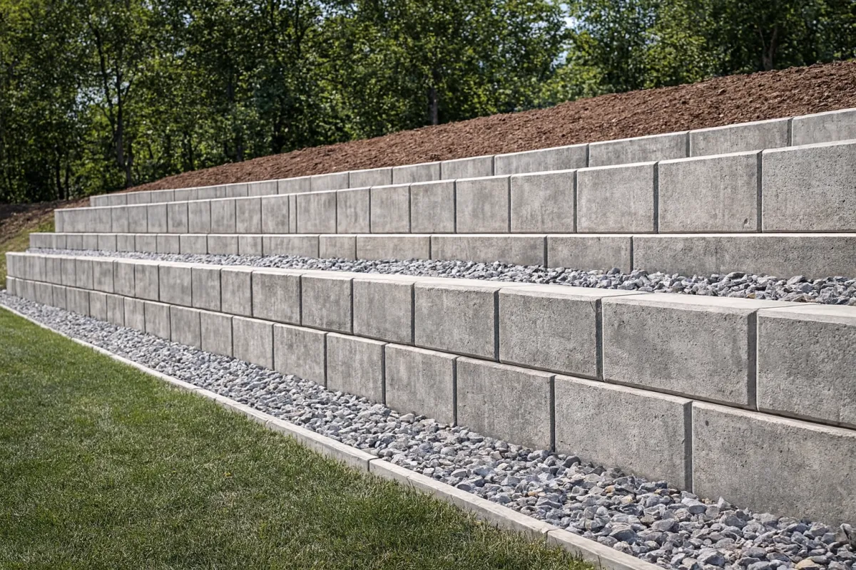plain retaining walls on garden