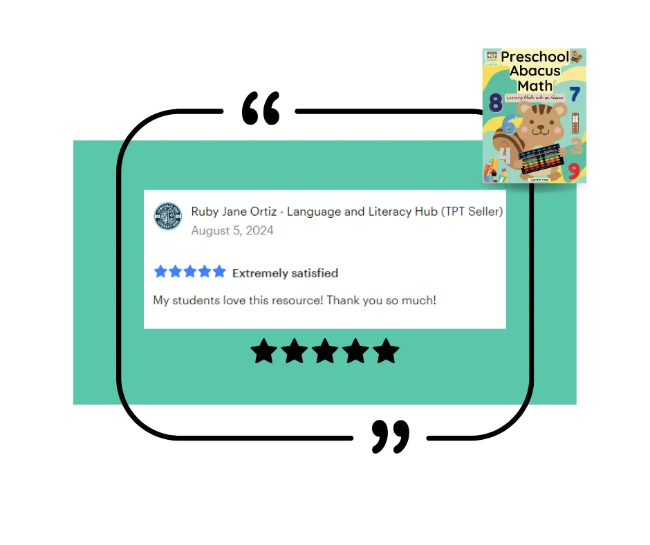 Testimonial about the "preschool abacus math workbook"