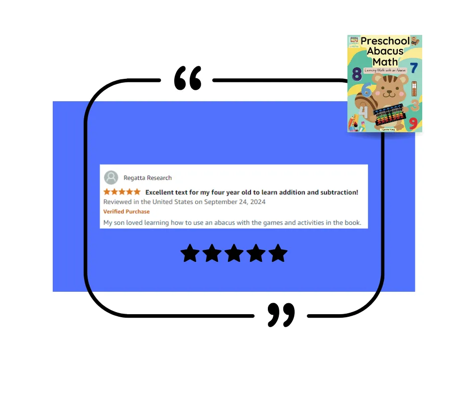 Testimonial about the "preschool abacus math workbook"