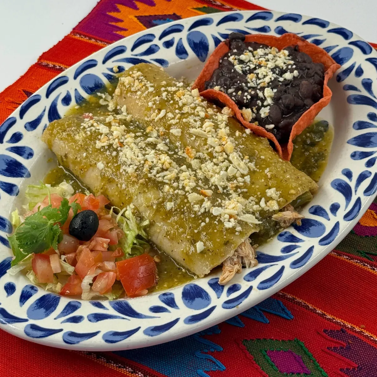 Enchiladas verdes de pollo plate — Casa de Pico Healthy Dining in La Mesa