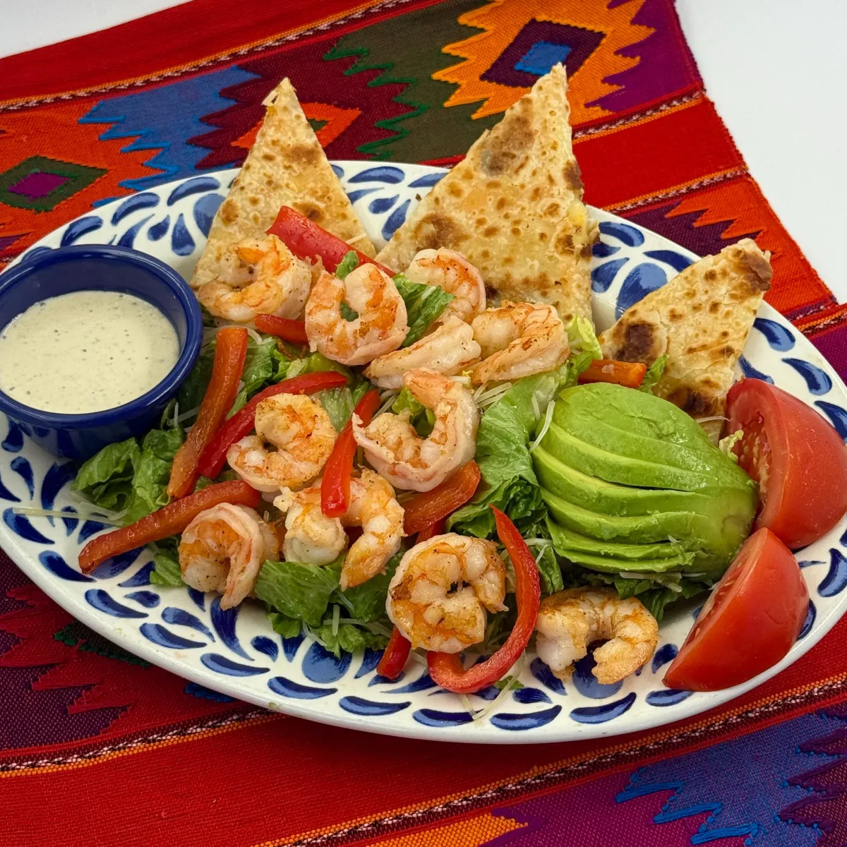 Shrimp Caesar Salad with grilled shrimp at Casa de Pico