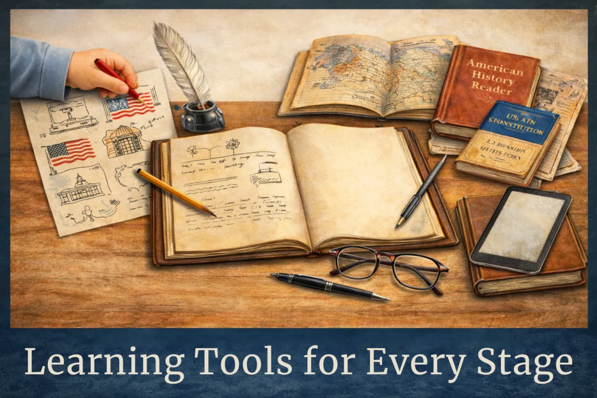 Age-appropriate American history learning tools for kids, teens, and adults, created for Missouri families, educators, and homeschoolers.