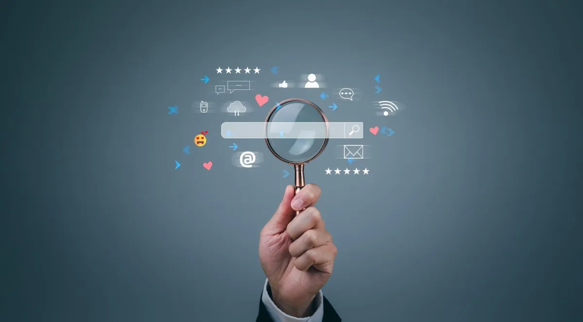 Magnifying glass - looking at marketing elements
