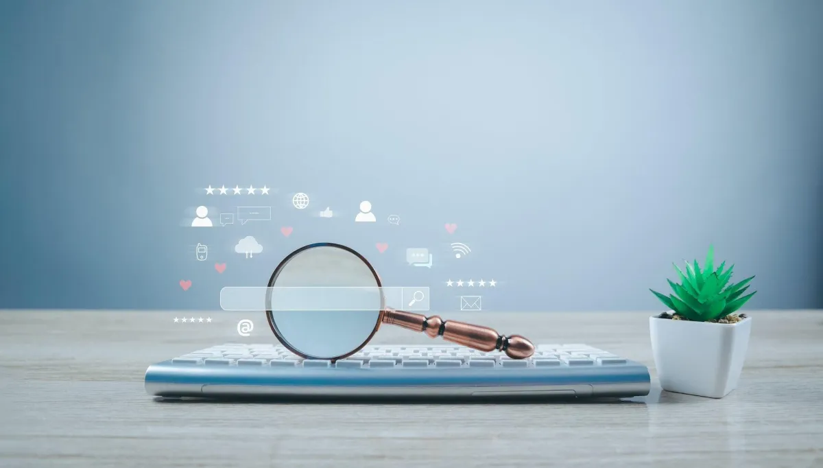 Magnifying glass on a laptop