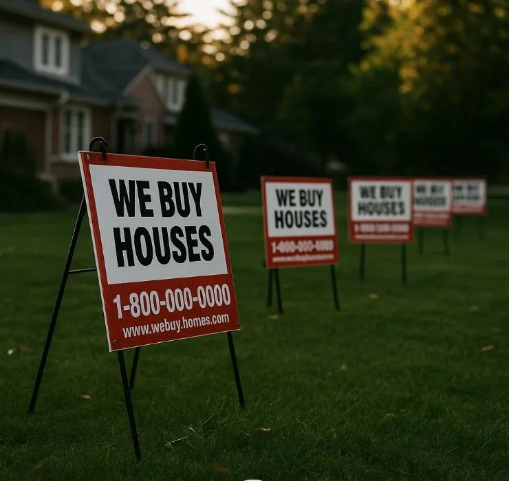 multiple real estate bandit signs on a lawn