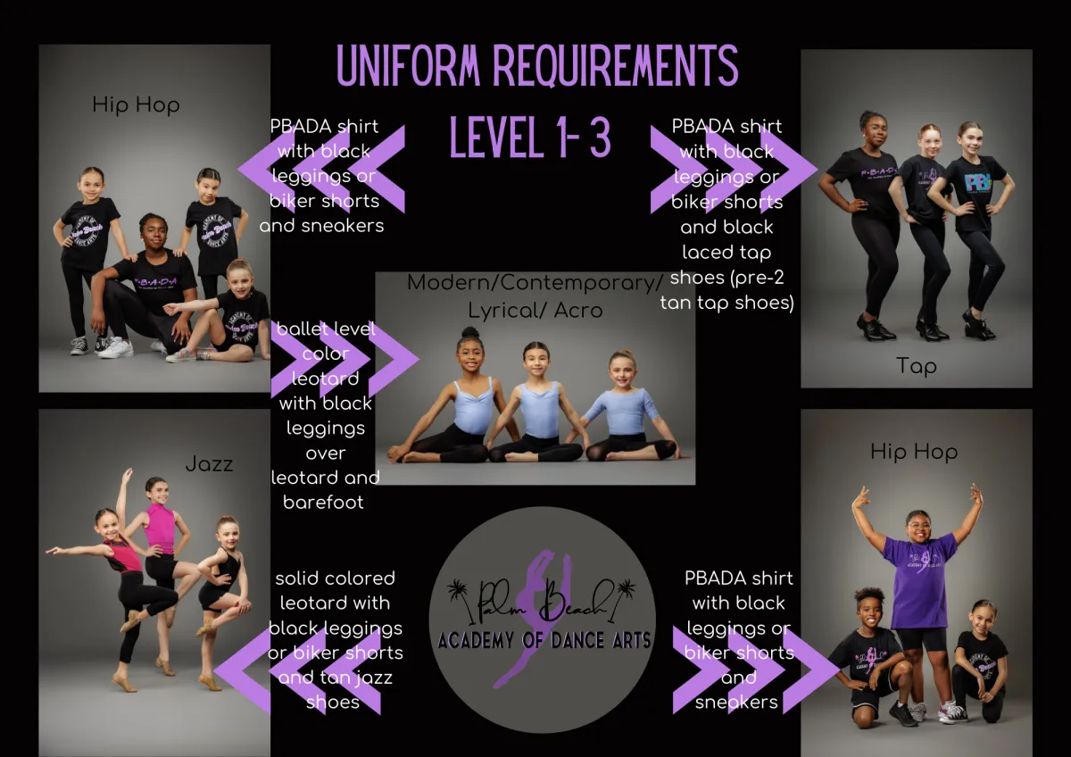 Young Dancers smiling in hip hop and tap uniforms