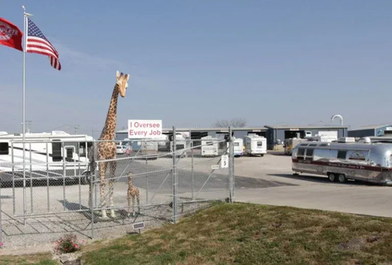 Secure gated RV storage facility for motorhomes and campers in St Charles Missouri