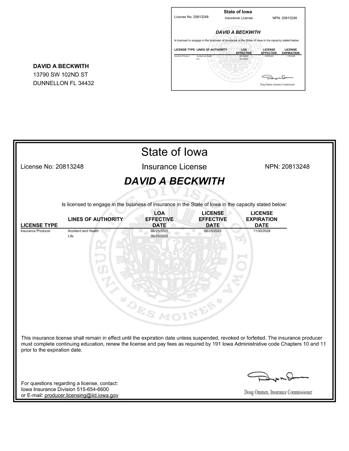 Iowa Health Insurance Broker License