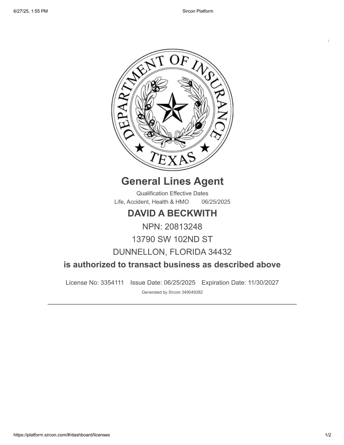 Texas Health Insurance Broker License