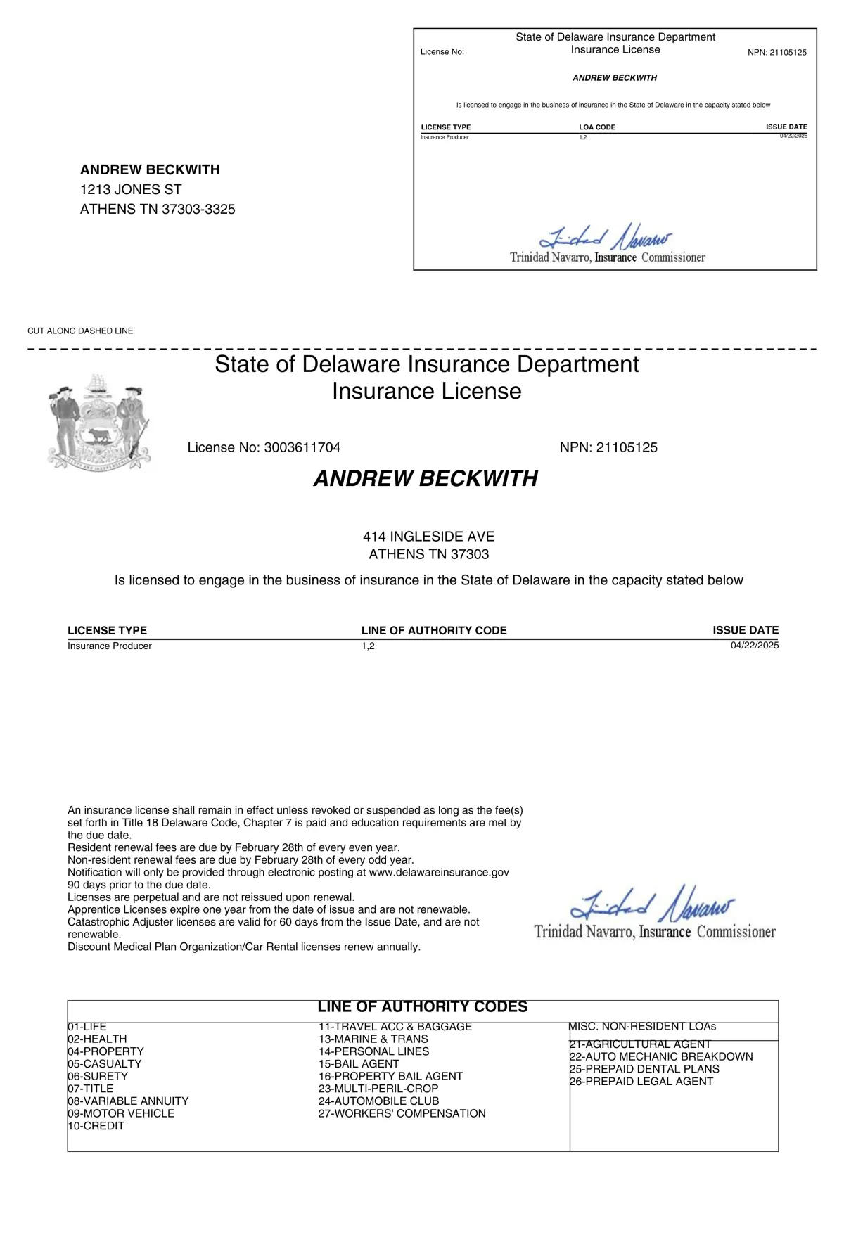 Delaware Health Insurance Broker License