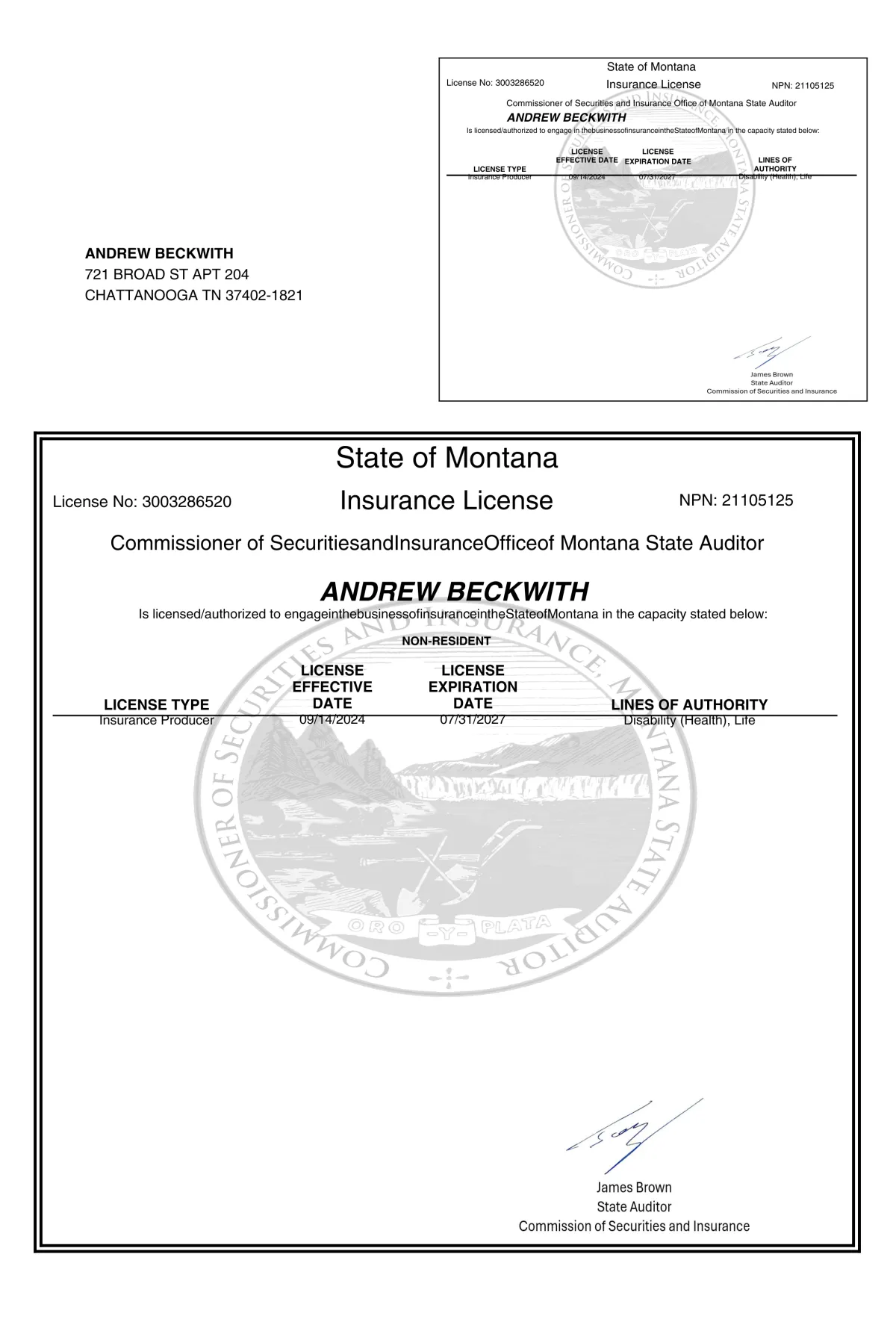 Montana Health Insurance Broker Licenses
