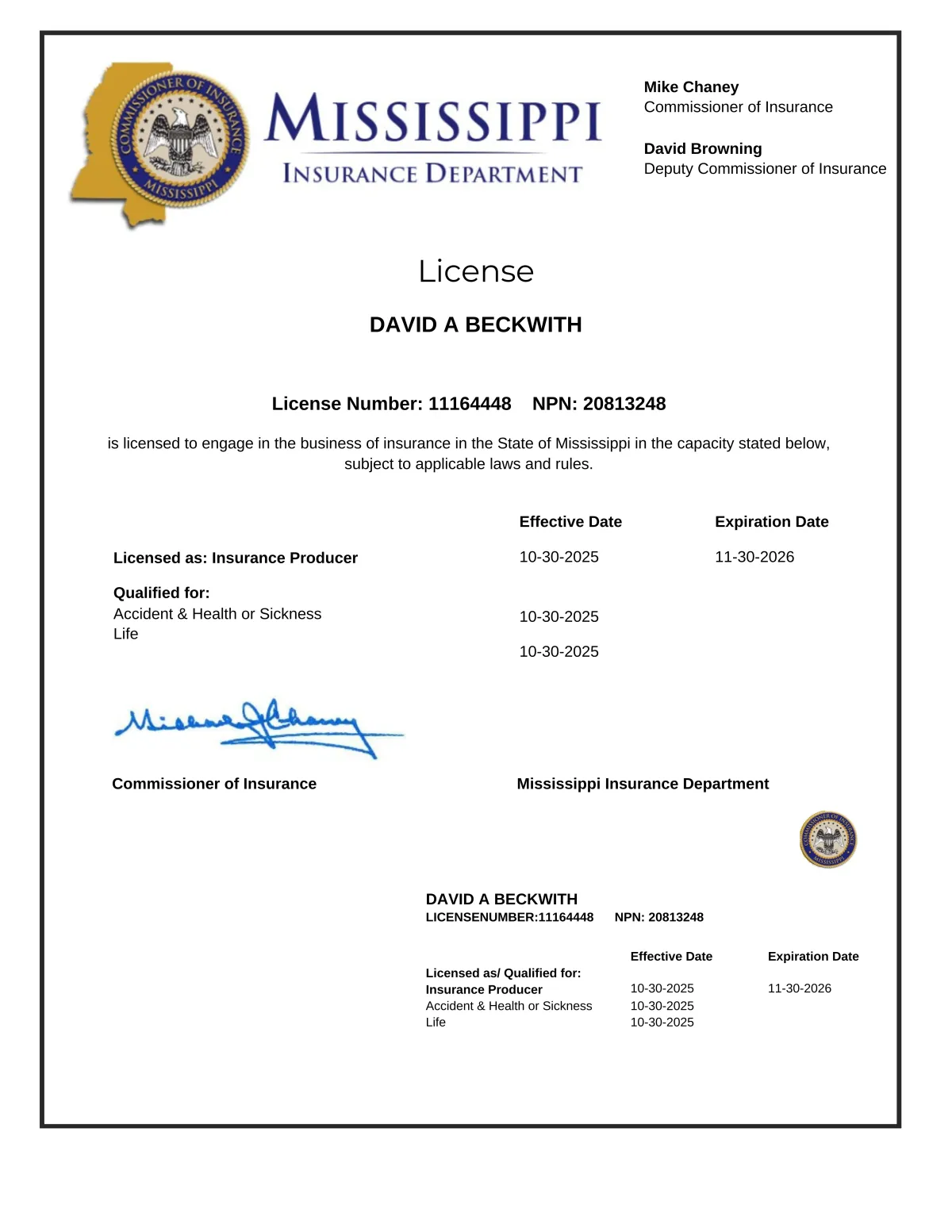 Mississippi Health Insurance Broker License