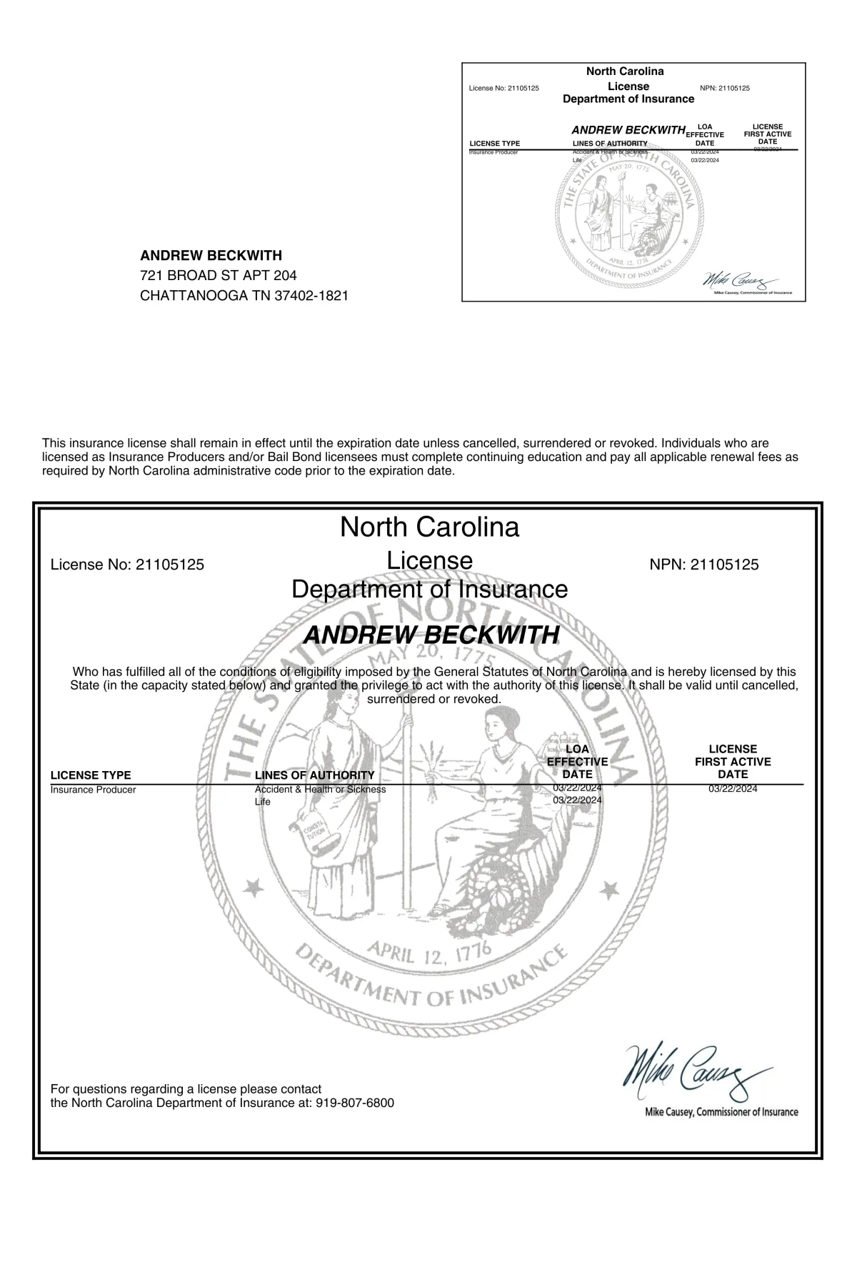North Carolina Health Insurance Broker License