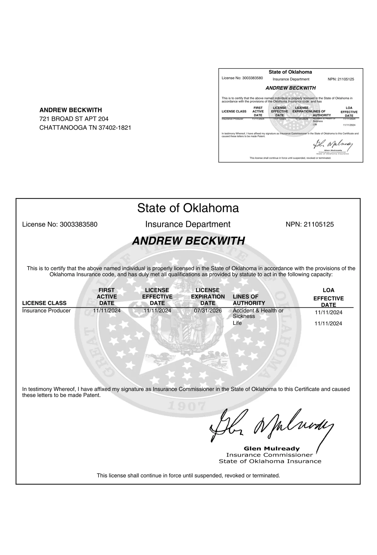 Oklahoma Health Insurance Broker License