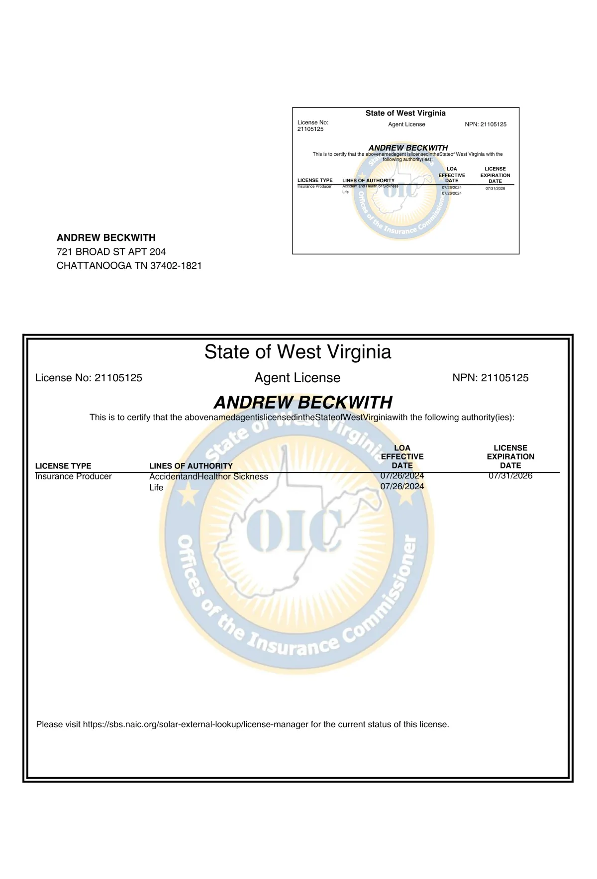 West Virginia Health Insurance Broker License
