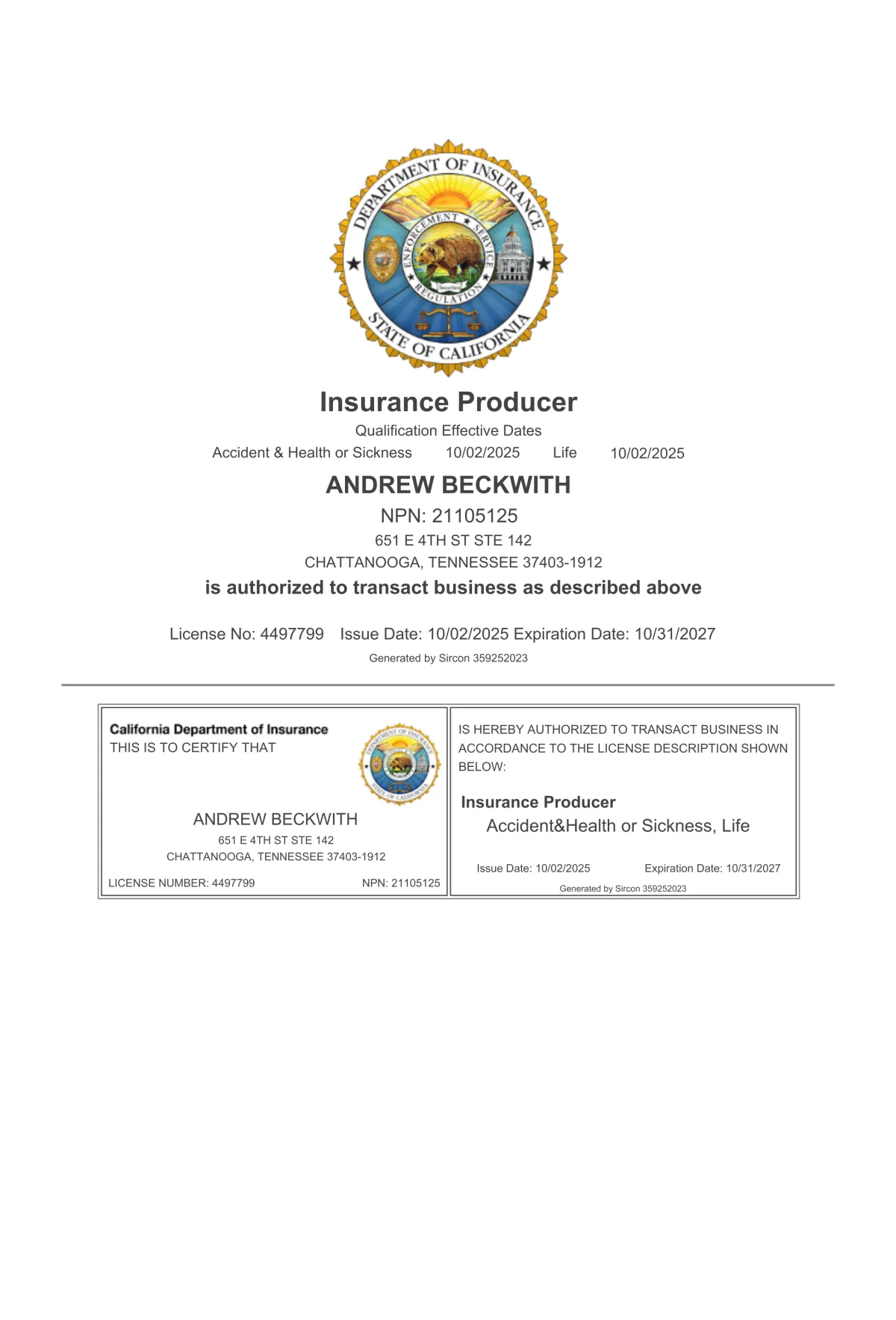 California Health Insurance Broker License
