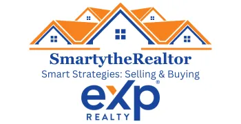 Logo featuring 'SmartytheRealtor' at eXp Realty: A vibrant emblem depicting the options to buy, rent, invest, and partner in real estate endeavors with SmartytheRealtor, showcasing professionalism and expertise in the field.