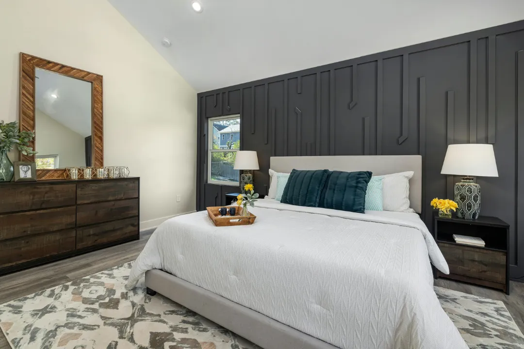 white wooden table with chairs