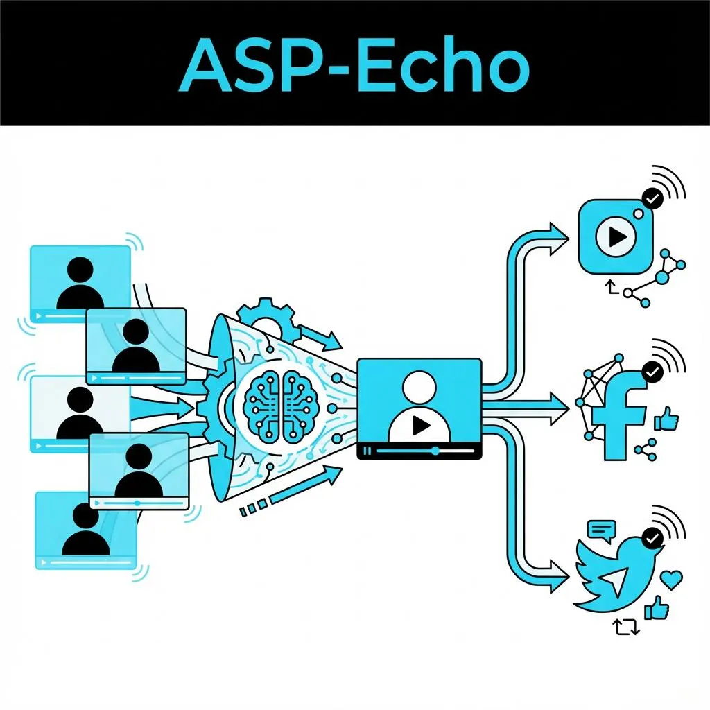 HyppoAds ASP-Echo system automatically publishing AI avatar videos to social media