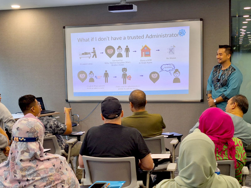Participants learning about Faraid distribution during our Wasiat & FaraidWorkshop.