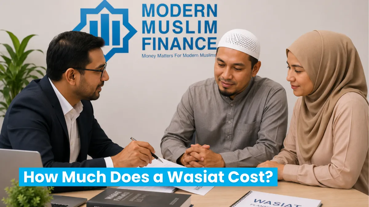 A consultant explaining Wasiat fees to a Muslim couple in Singapore