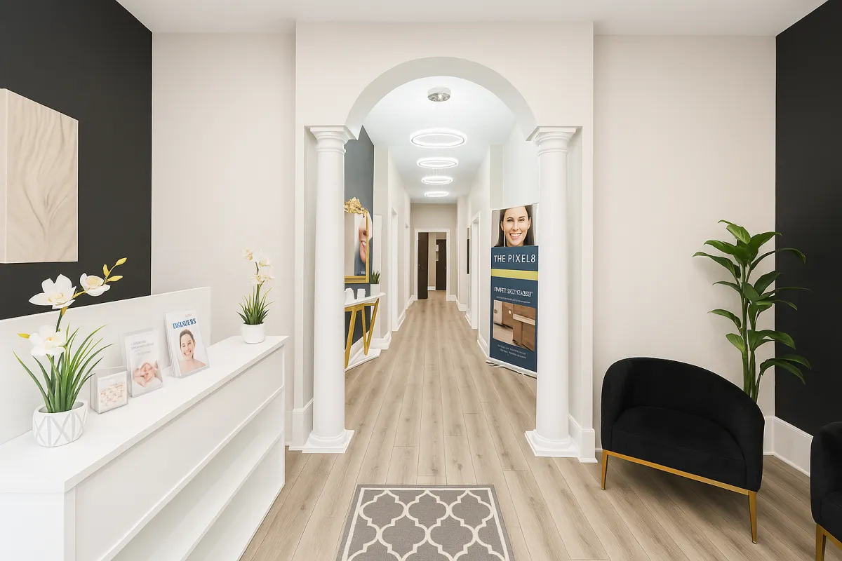 Tactus Health Aesthetics modern medical spa reception area in Sugar Hill Georgia with professional treatment rooms