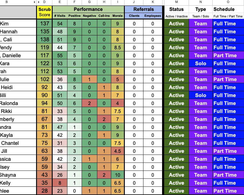 ScrubScore Scorecard