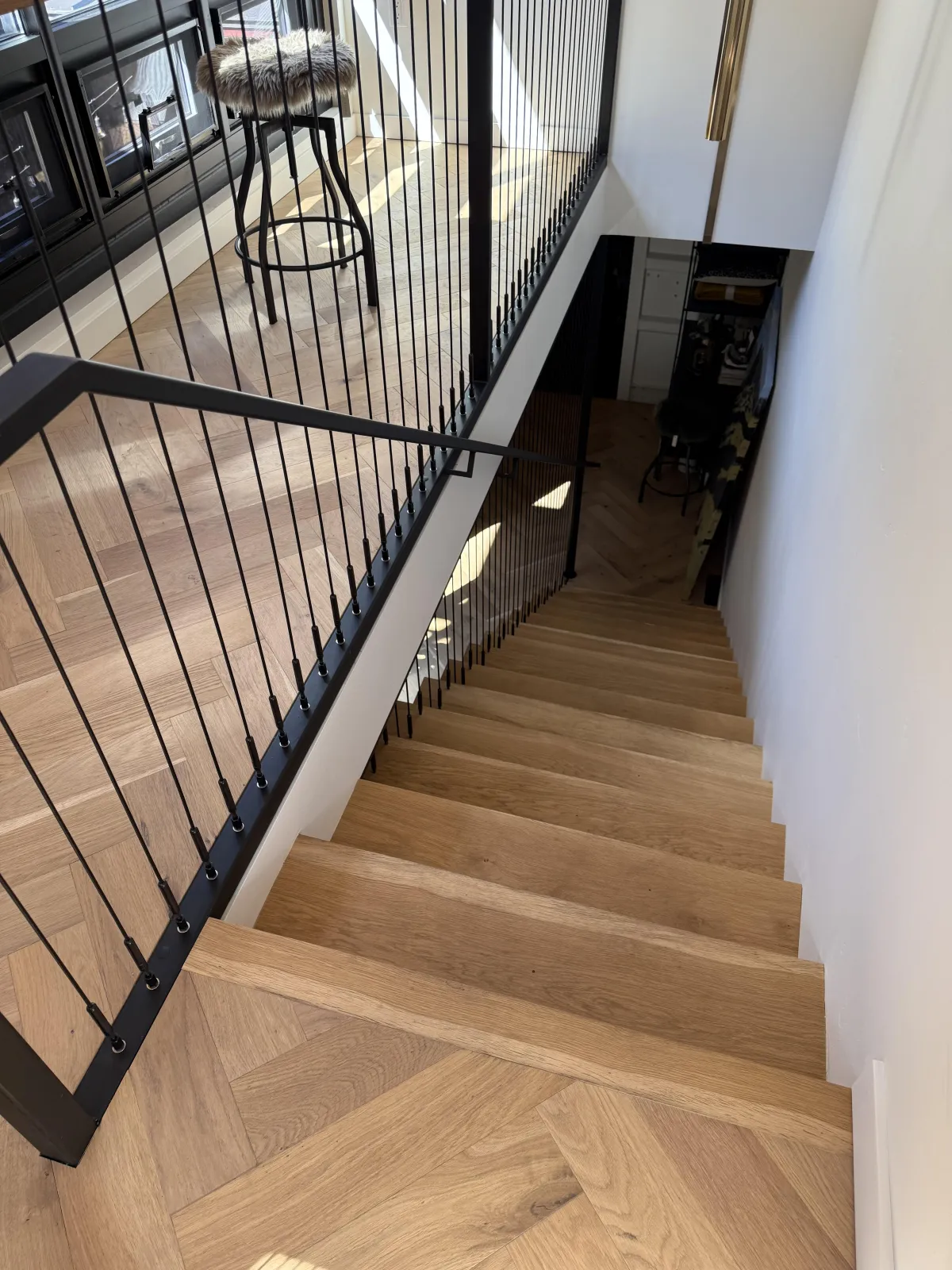 Staircase overlooking lower level